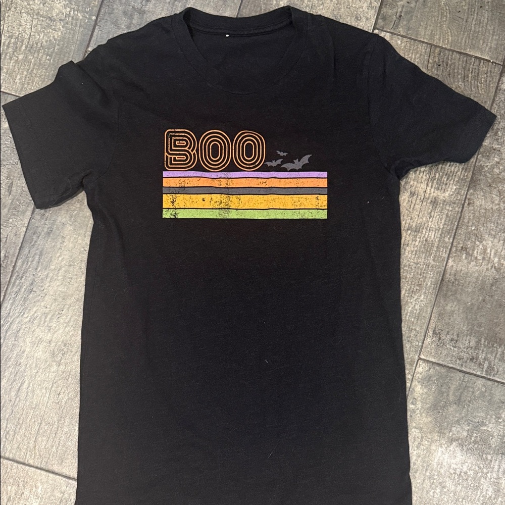 Black Graphic Tee with Halloween Design